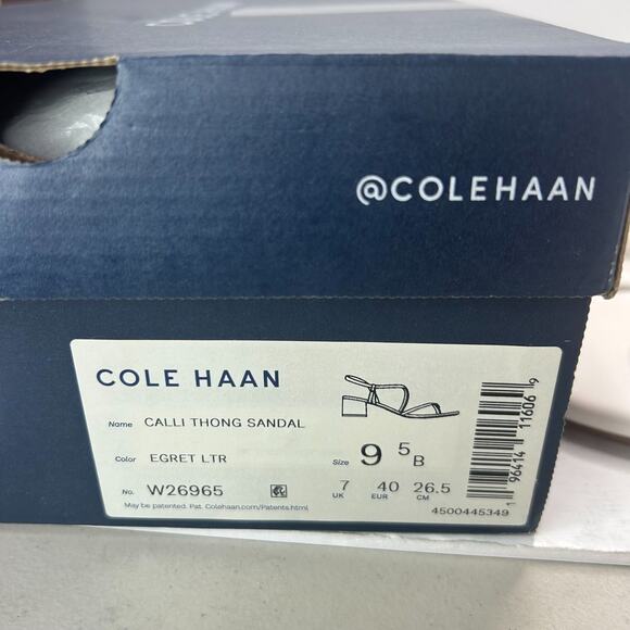 Cole Haan Calli Thong Block Heel Slip On Sandal Egret Leather Women 9.5 Tried On - Picture 11 of 11